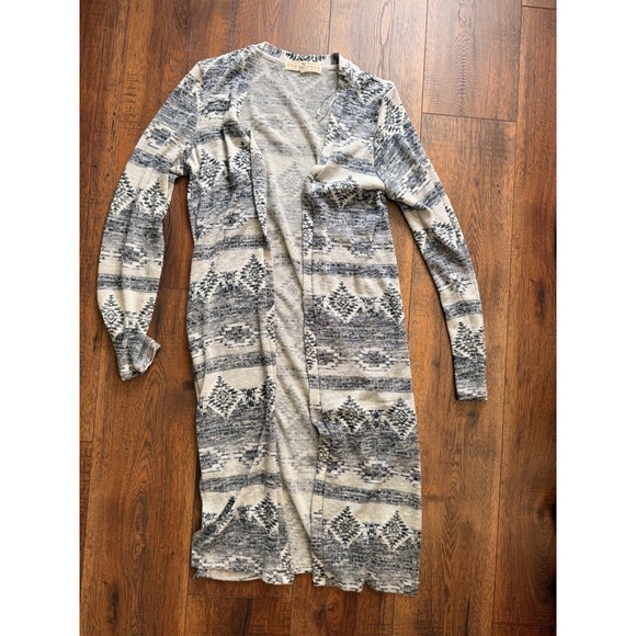 Pink Republic Sweaters - Pink Republic Women's Medium Longline Duster Cardigan Southwestern Aztec Gray